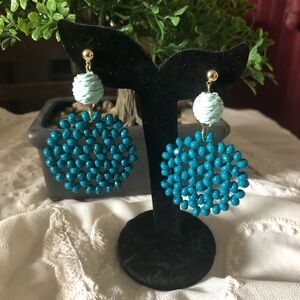 "Ocean Blue" Round Beaded Stud Earrings